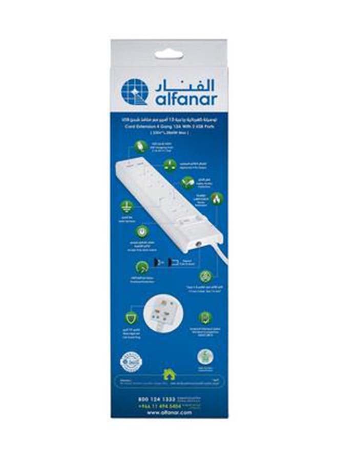 الفنار 4 مقابس تمديد سلك 13 أمبير مع 2 منفذ USB  - Image 4