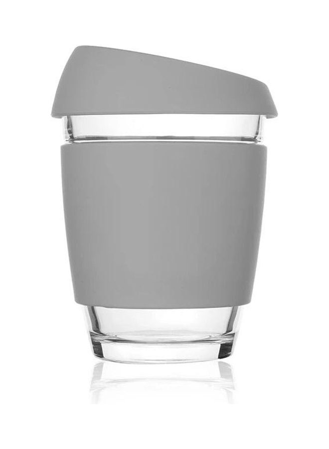 non Glass Cup With Silicone Lid Grey/Clear 350ml - Image 1