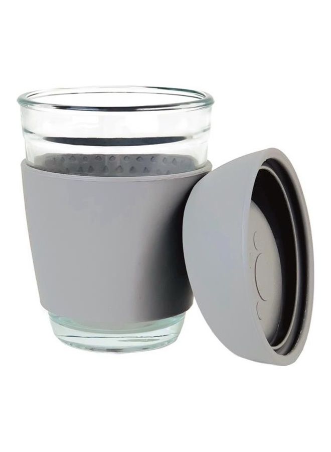 non Glass Cup With Silicone Lid Grey/Clear 350ml - Image 2