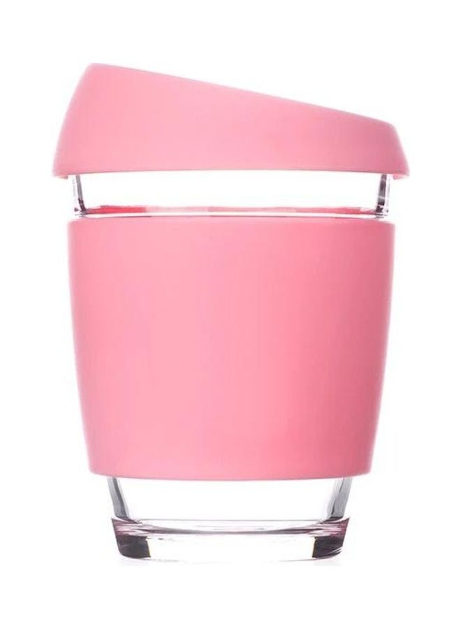 non Glass Cup With Silicone Lid Pink/Clear 350ml - Image 1