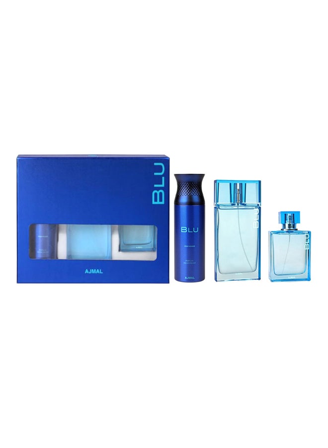 Ajmal 3-Piece Blu Gift Set Deodarant 200 Ml, Spray 90 milliliter Cologne 100ml  - Image 2