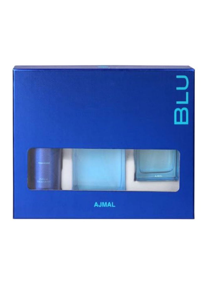 Ajmal 3-Piece Blu Gift Set Deodarant 200 Ml, Spray 90 milliliter Cologne 100ml  - Image 3
