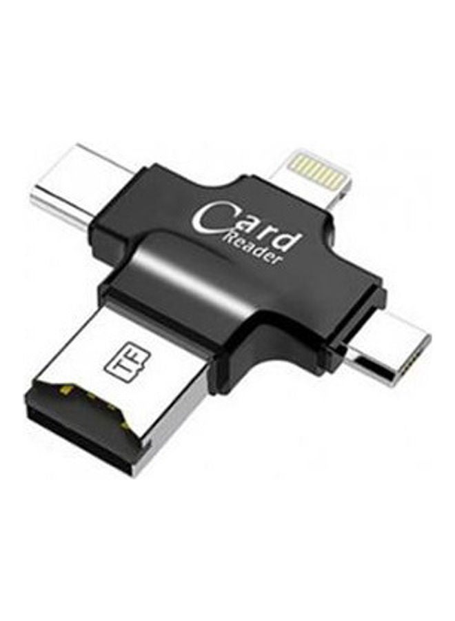 4 In 1 Micro Usb- Ios- Type C Otg Micro Sd Tf Card Reader For Android And Ios Black 