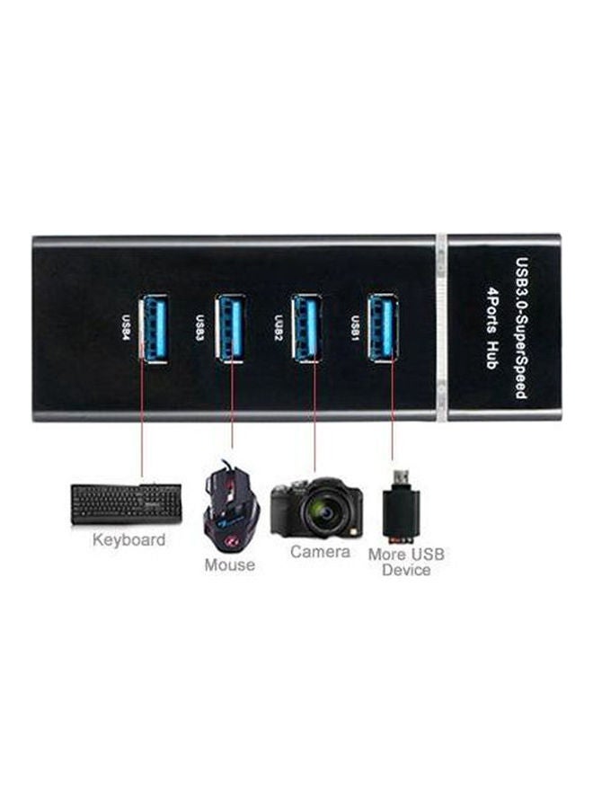 موزع USB بعدد 4 منافذ USB 3.0 بسرعة 5 جيجابت في الثانية أسود  - Image 2