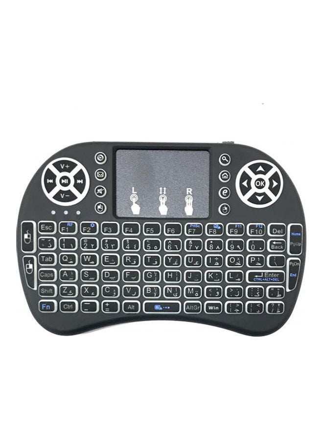 Generic - Backlit Mini Wireless Keyboard Arabic English Usb 2.4 G Backlight With Touchpad Built In Lithium Battery 92 Keys Qwerty Multi Finger For Android Tv Box- Tablet And Computer Black - Image 1