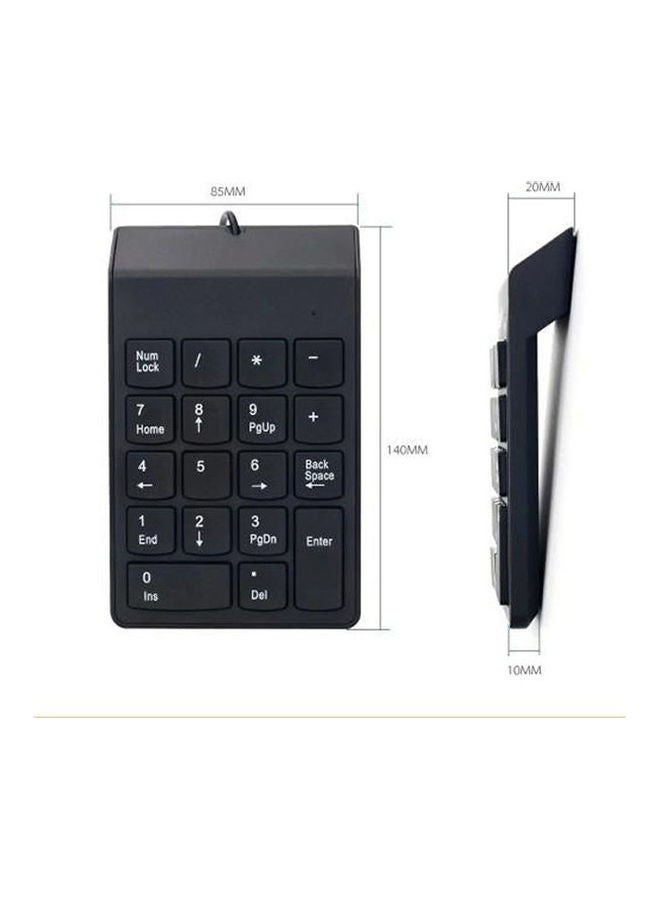 ماركة غير محددة - لوحة مفاتيح رقمية سلكية USB رفيعة 18 مفتاحاً لأجهزة آيماك/ ماك برو/ ماك بوك/ ماك بوك إير/ برو وأجهزة اللابتوب والكمبيوتر الشخصي والكمبيوتر الدفتري والكمبيوتر المكتبي أسود - Image 1