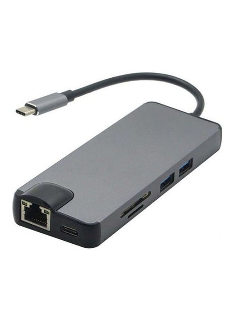 Type C To Hdmi Vga Ethernet Rj45 Usb Usb C Sd Card Tf Reader 8 In 1 Adapter Black