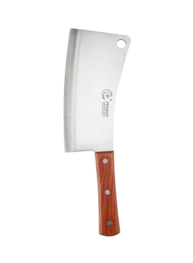 Heavy Cleaver Knife With Handle Silver/Brown 8inch  - Image 1