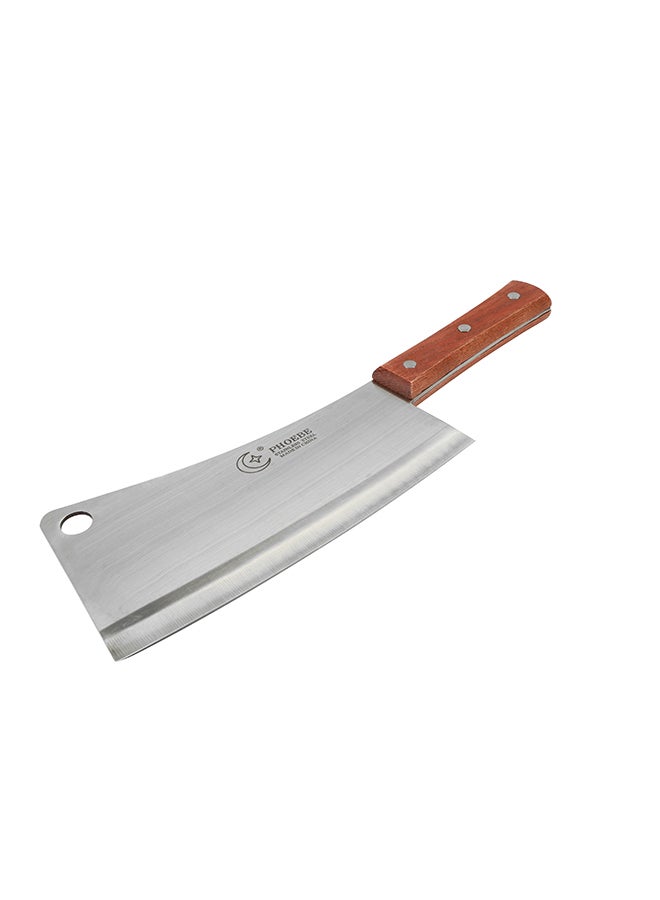 Heavy Cleaver Knife With Handle Silver/Brown 8inch  - Image 2