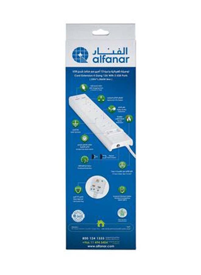 الفنار 4 مقابس تمديد سلك 13 أمبير مع 2 منفذ USB  - Image 5