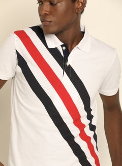 ABOF Stripes Slim Fit Collared Neck Polo White/Black/Red  - Image 4