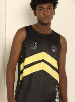 ABOF Basic Regular Fit Round Neck Printed Vest Black/Yellow Printe  - Image 4
