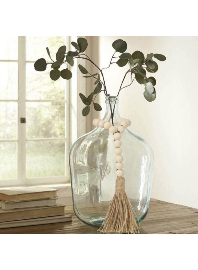 3-Piece Set Wooden Beaded Garland with Tassel Rustic Look Beige/Brown  - Image 4