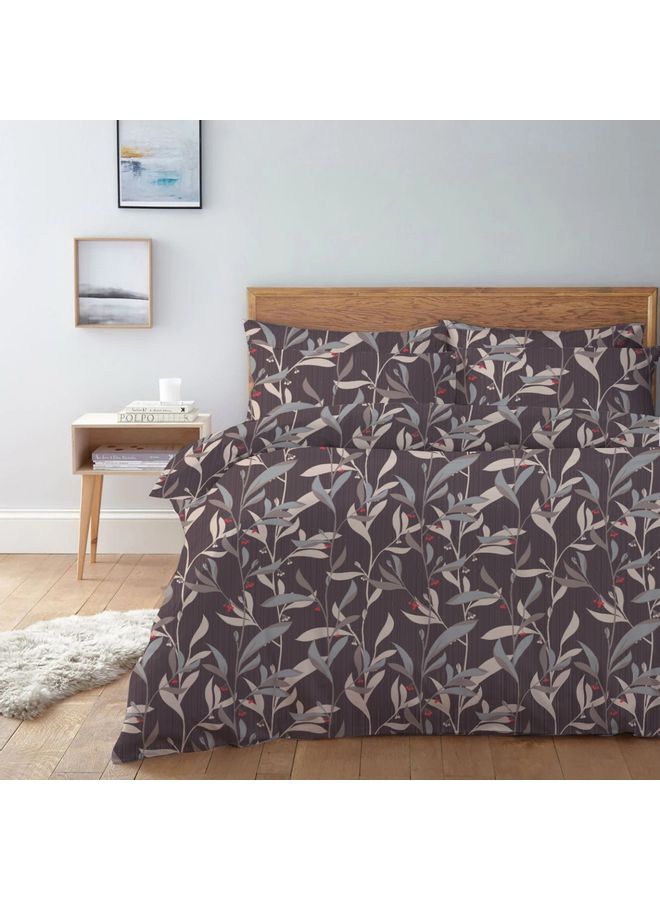 4-Piece Comforter Set Microfiber Brown/Beige/Grey 220x240cm 