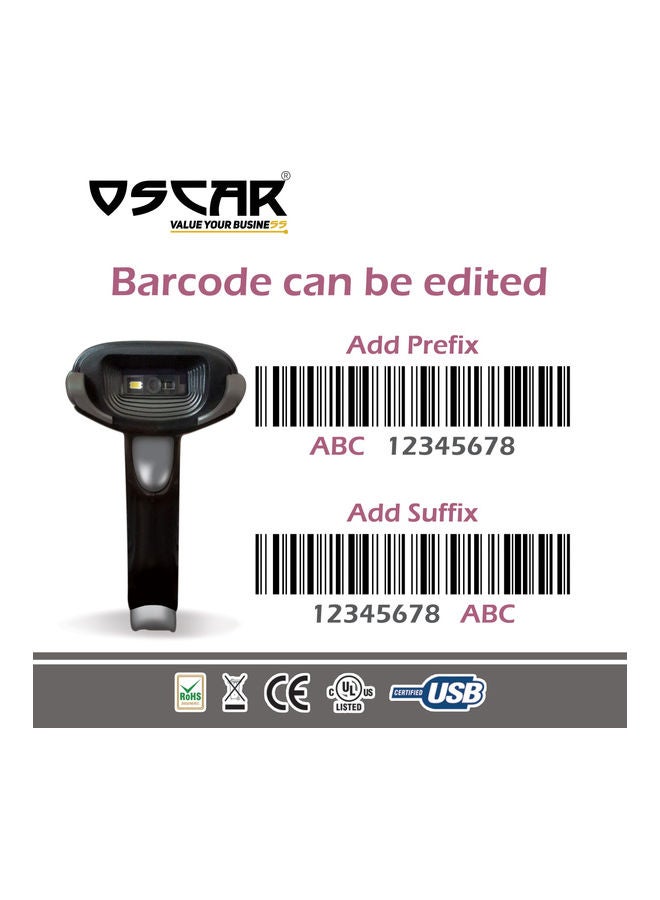 Oscar - UniBar II 1D QR 2D Barcode Scanner Black - Image 1