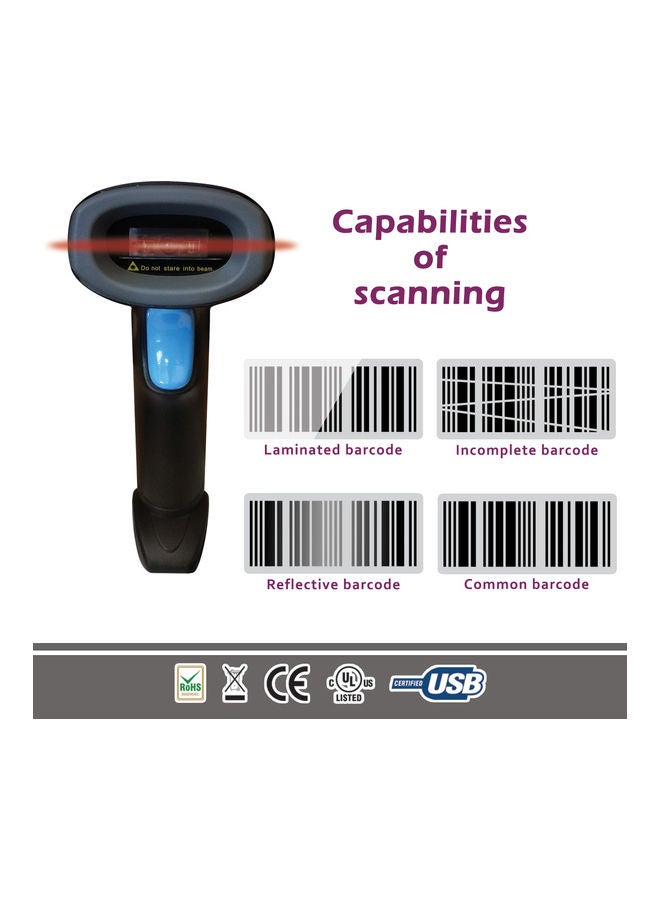 Oscar - Cordless Wireless Rechargeable Barcode Scanner Black - Image 1