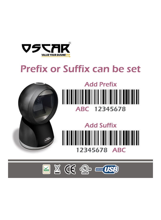 Oscar - UniBar CoreBit 1D QR 2D Barcode Scanner Black - Image 1