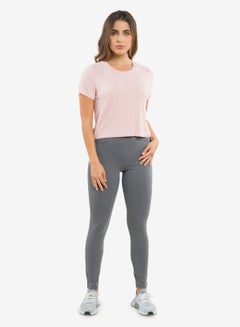 R&B Ribbed Round Neck Crop Top Pink  - Image 3