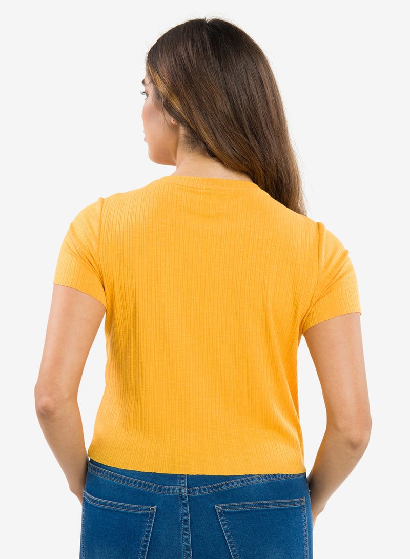 Ribbed Round Neck Crop Top Yellow - v1617714946/N43486225V_2