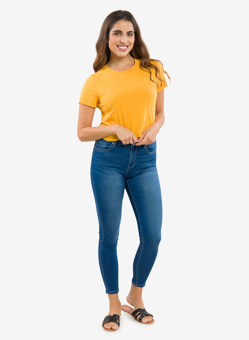 Ribbed Round Neck Crop Top Yellow - v1617714947/N43486225V_3