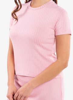 R&B Ribbed Crew Neck Crop Top Pink  - Image 4