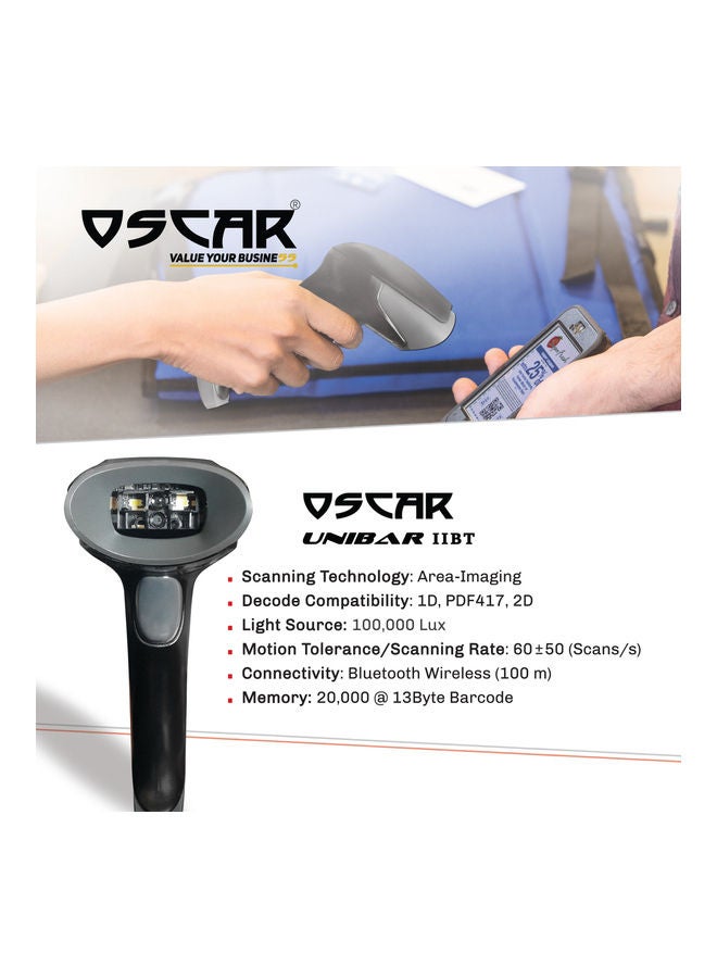 Oscar - UniBar II QR Code Barcode Scanner Black - Image 1