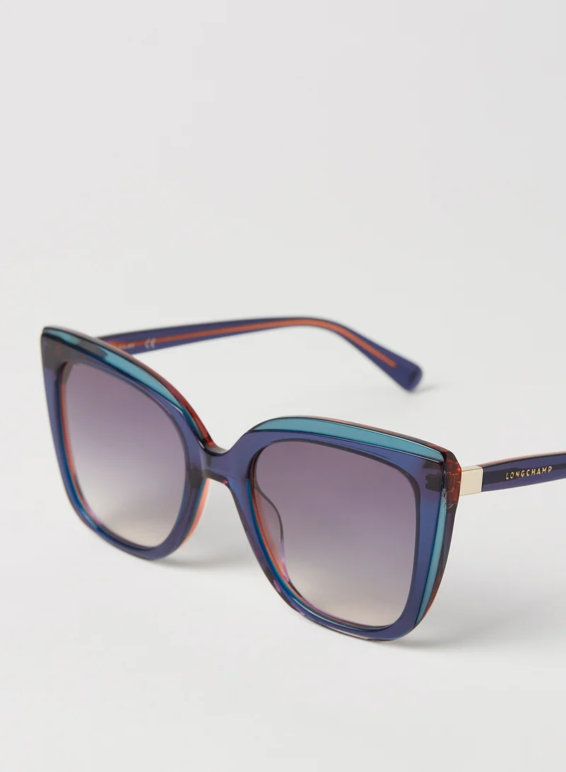 Longchamp Women's Full Rim Acetate Modified Rectangle Sunglasses - Lens Size: 53 mm