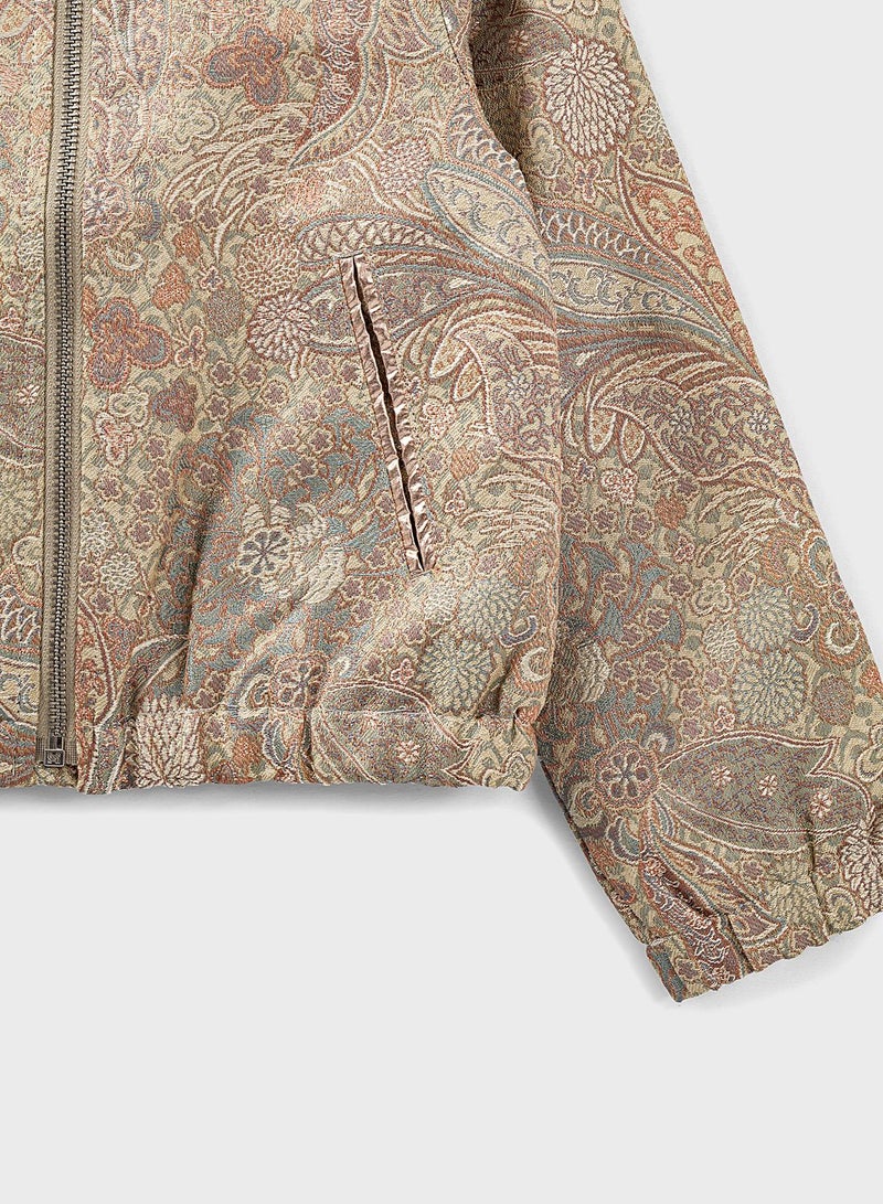 IKKS Kids Floral Print Bomber Jacket Multicolour  - Image 3