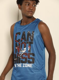 ABOF Basic Round Neck Can Not Miss In The Zone Printed Vest Blue/Black  - Image 4