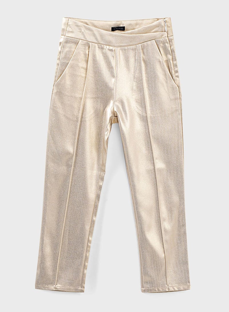 IKKS Pleated Pocket Detail Trousers Gold  - Image 1