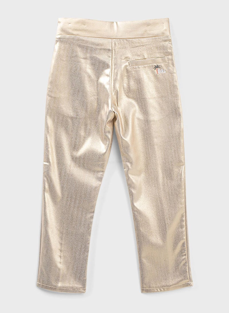 IKKS Pleated Pocket Detail Trousers Gold  - Image 2