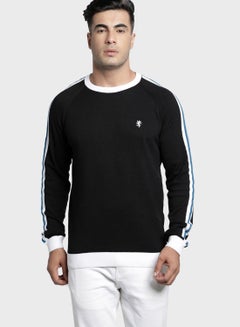 Red Tape Stripe Sleeve Detail Knitted Sweater Black/White  - Image 1