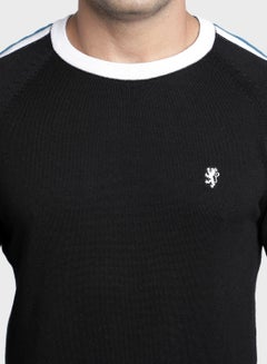 Red Tape Stripe Sleeve Detail Knitted Sweater Black/White  - Image 4