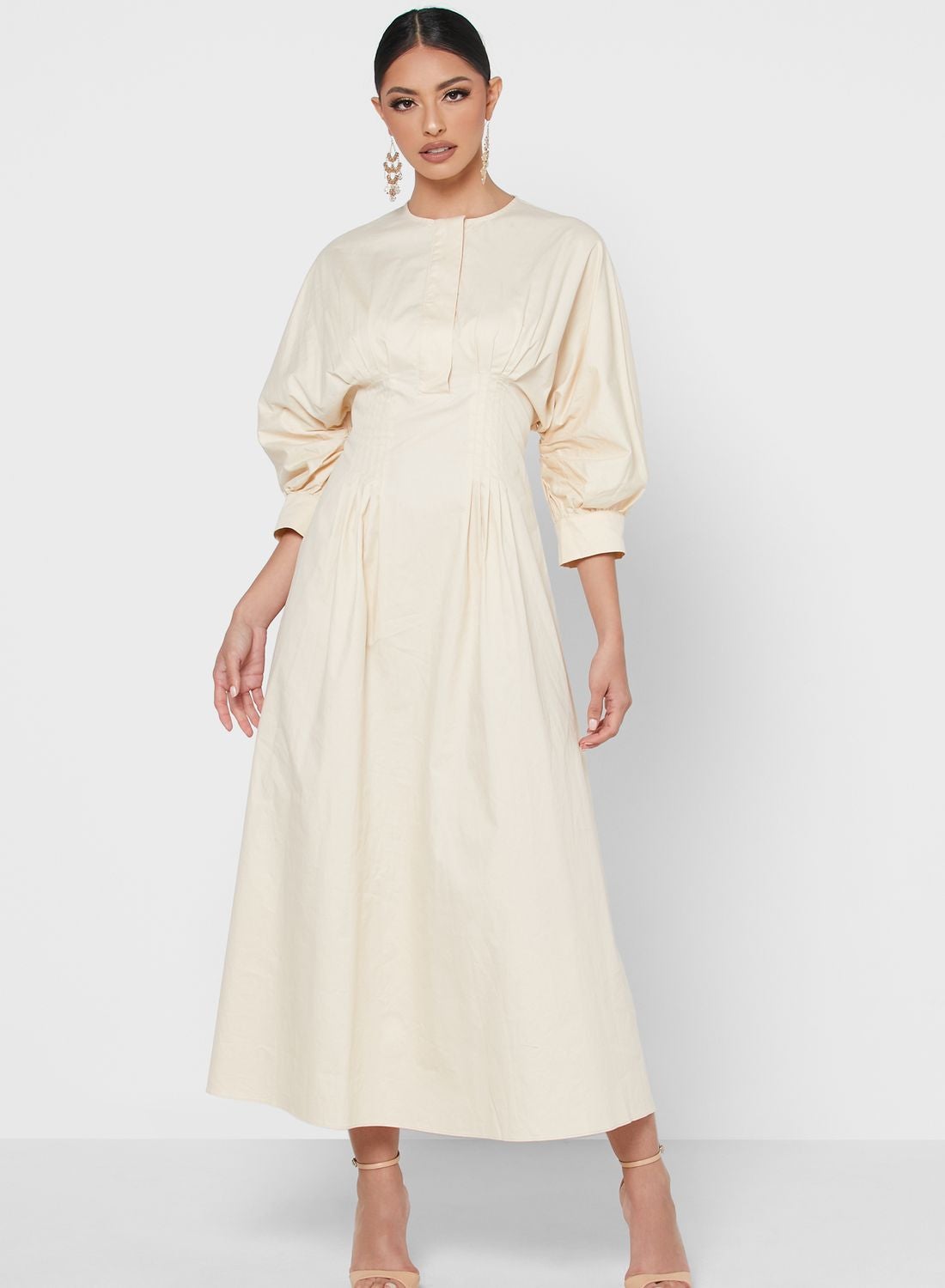 Pleat Detailed Dresses Cream - https://f.nooncdn.com/p/v1617720972/N46229285V_1.jpg?format=jpg&width=original