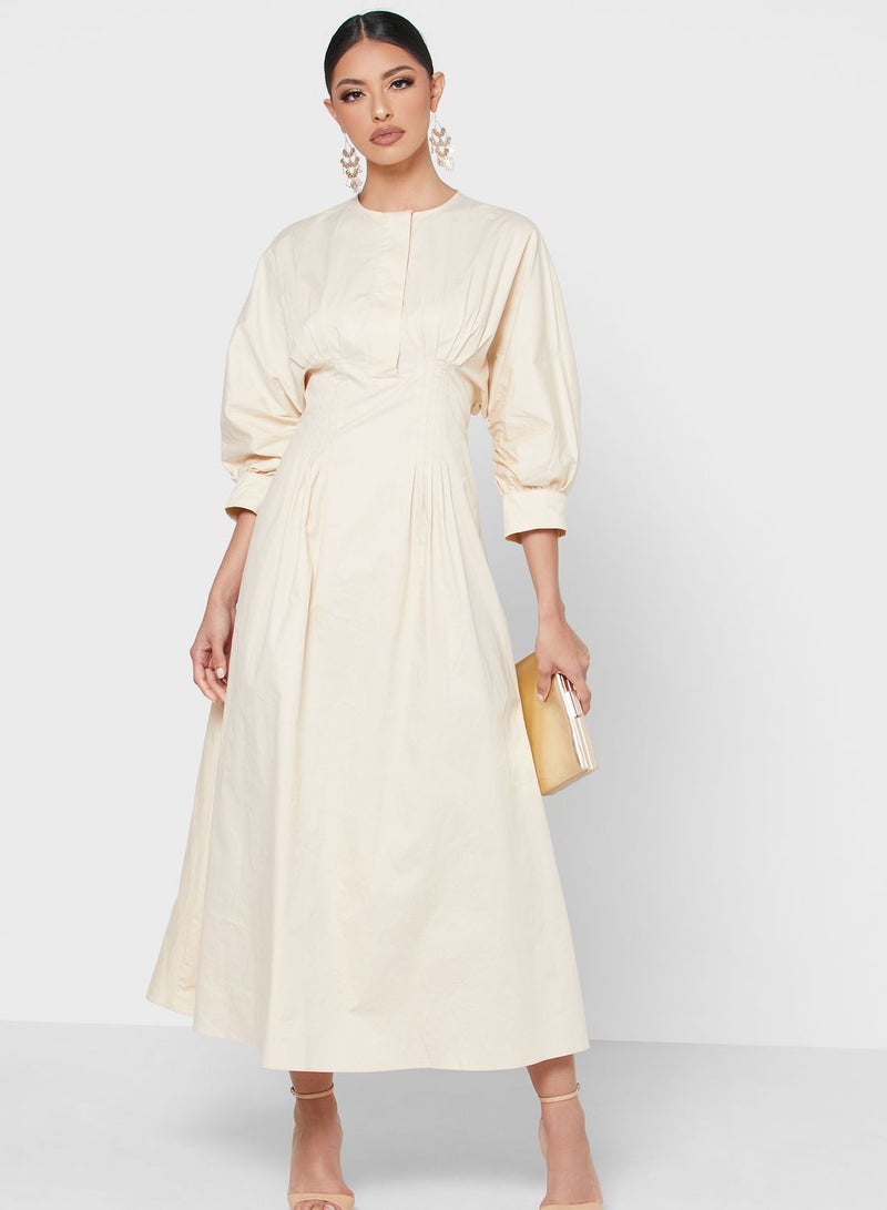 Khizana Pleat Detailed Dresses Cream  - Image 4