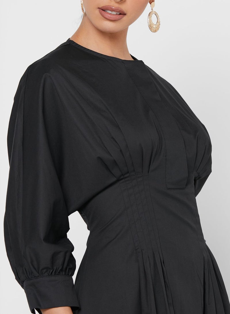 Khizana Pleat Detailed Stylish Dress Black - Image 3