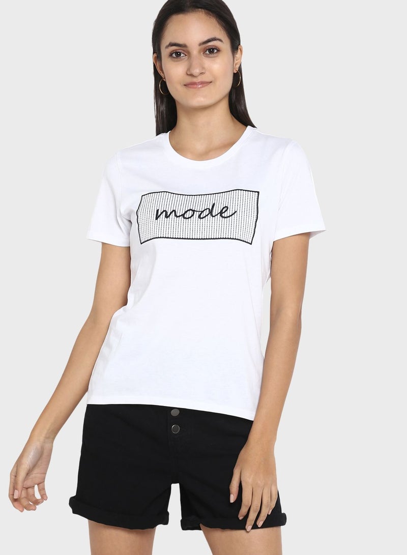 MODE Casual Logo Detail T-Shirt White - Image 1