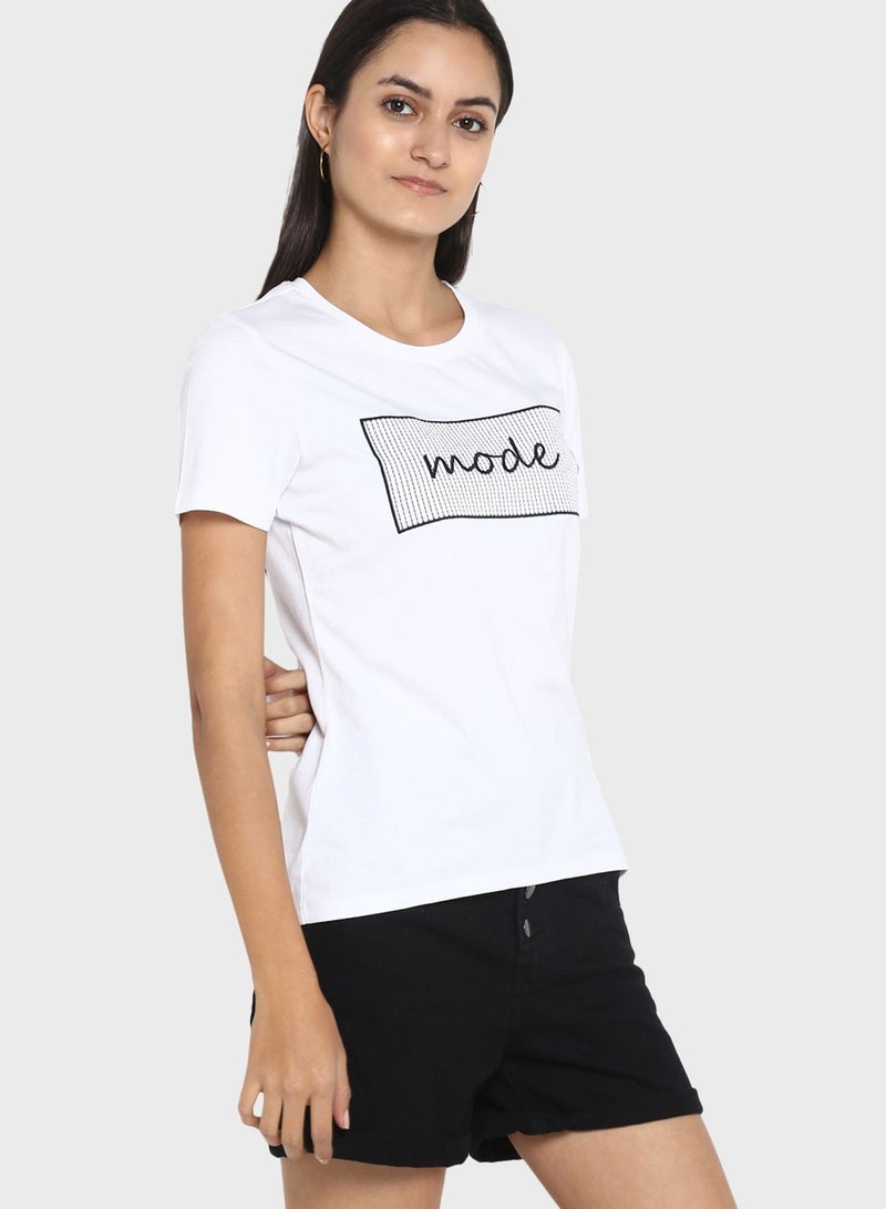 MODE Casual Logo Detail T-Shirt White - Image 3