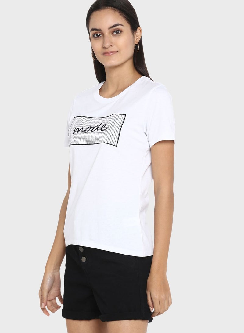 MODE Casual Logo Detail T-Shirt White - Image 4