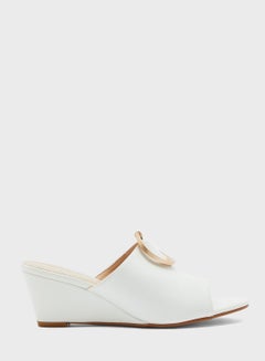 FYOR Buckle Detail Wedge Low Heel Sandal White  - Image 1