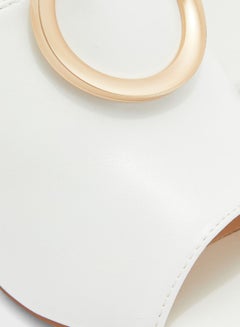 FYOR Buckle Detail Wedge Low Heel Sandal White  - Image 4