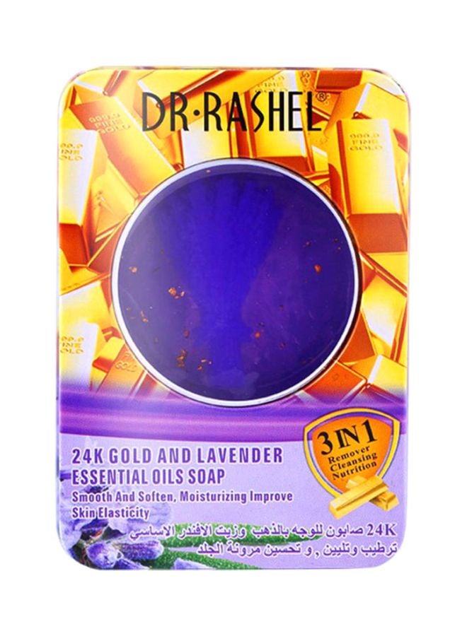 DR. RASHEL 24K Gold And Lavender Essential Oil Soap Purple 100grams - Image 3