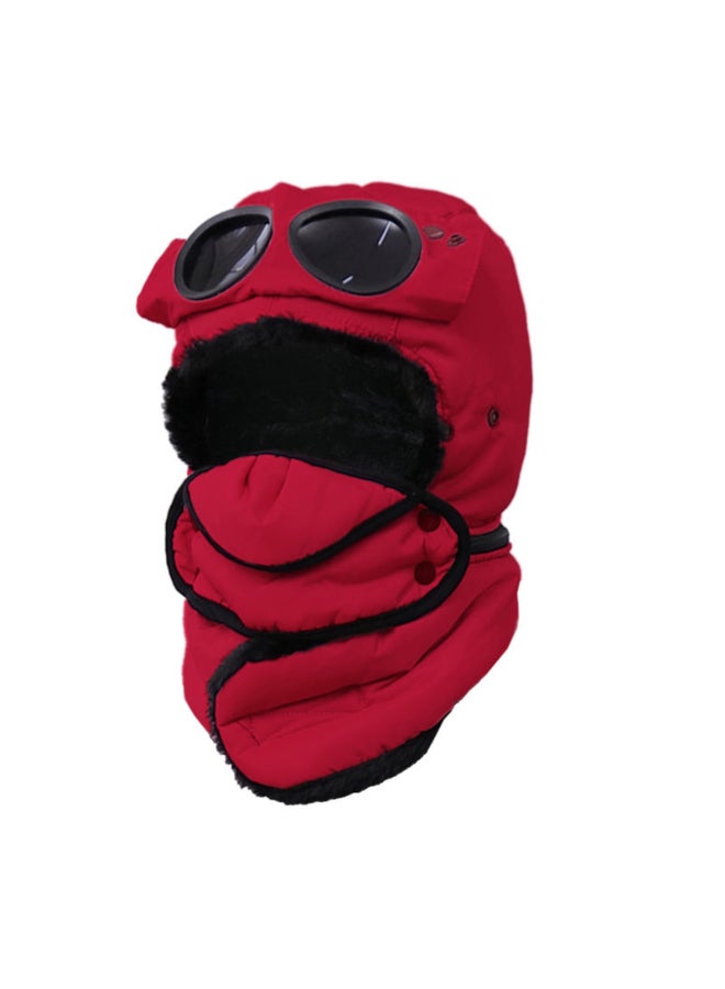 3-In-1 Winter Wear Full Cover Face Mask With Goggles Red/Black  - Image 1