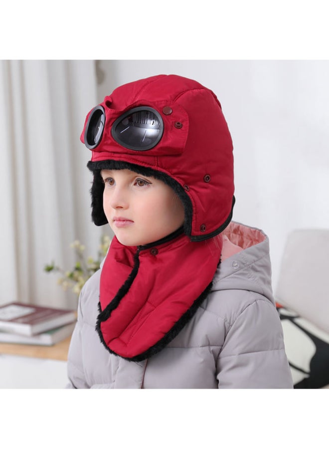 3-In-1 Winter Wear Full Cover Face Mask With Goggles Red/Black  - Image 4