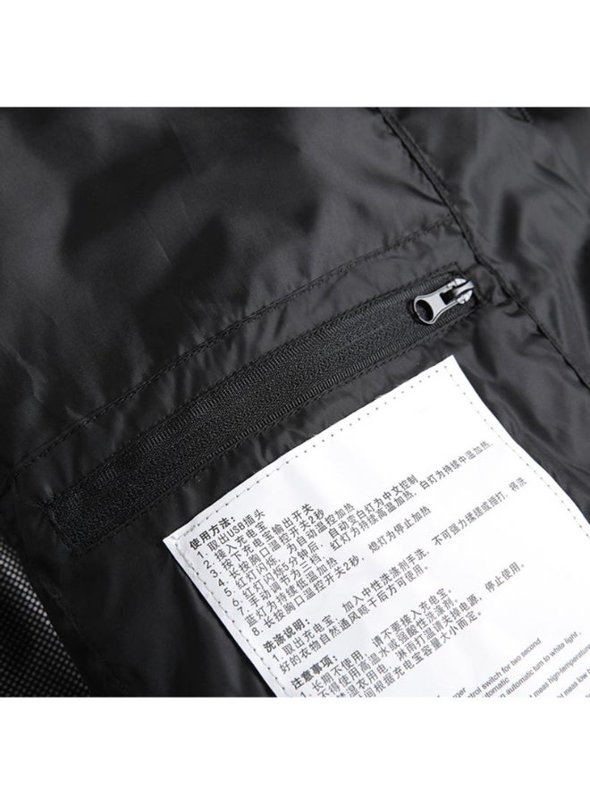 Solid Pattern Hooded Neck Warm Jacket Black  - Image 4