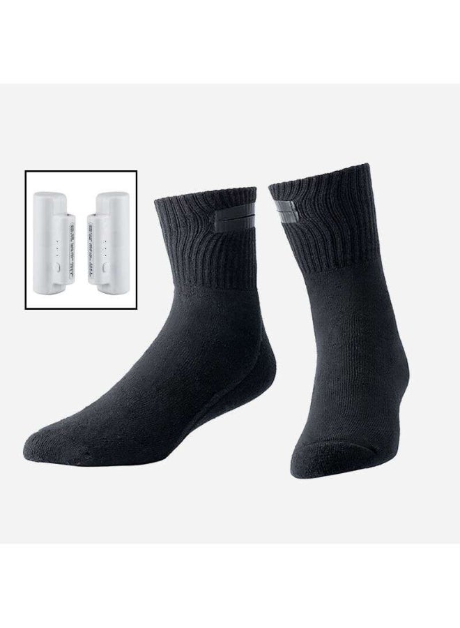 زوج جوارب متوسطة الطول قابلة للتدفئة كهربائياً أسود/ أبيض - Image 1