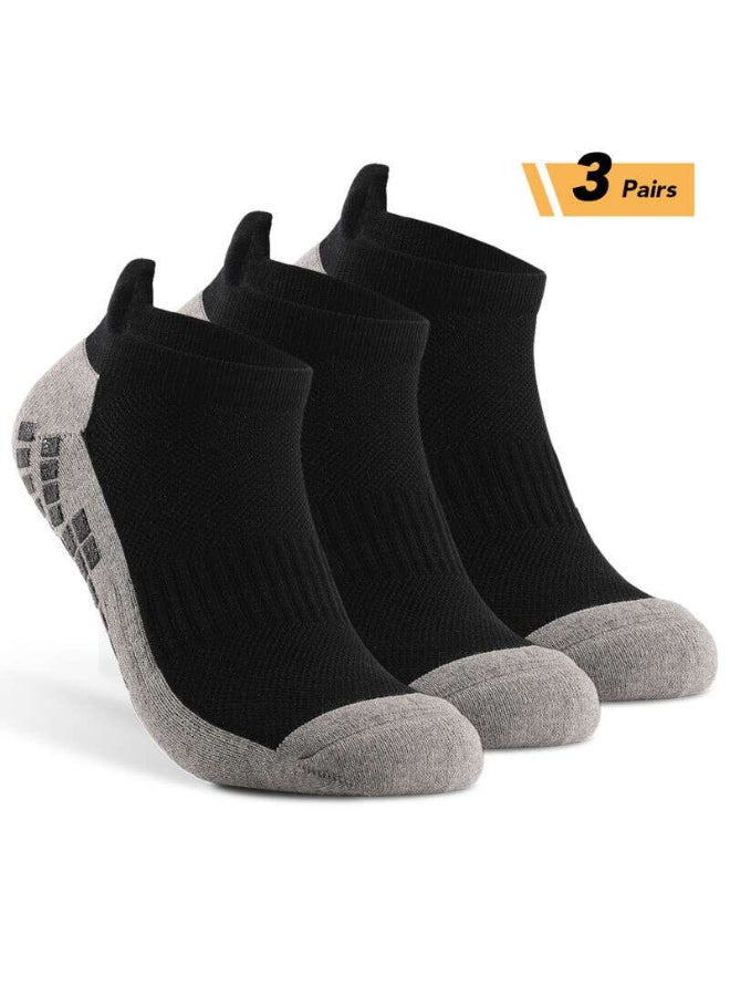 Generic - Pair Of 3 Colourblock Pattern Elastic Cuff Ankle Length Socks Black/Grey - Image 1