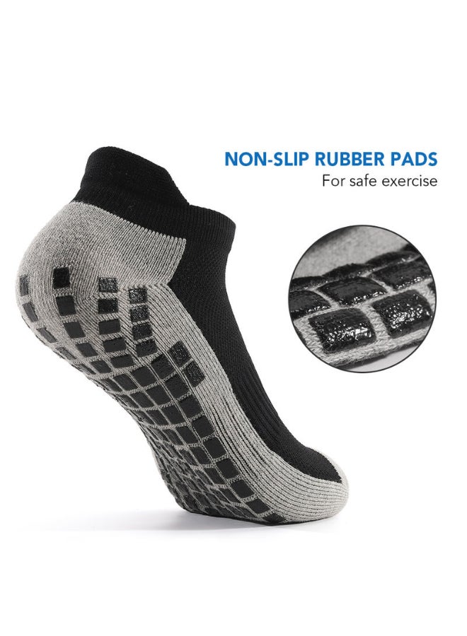 Generic - Pair Of 3 Colourblock Pattern Elastic Cuff Ankle Length Socks Black/Grey - Image 1