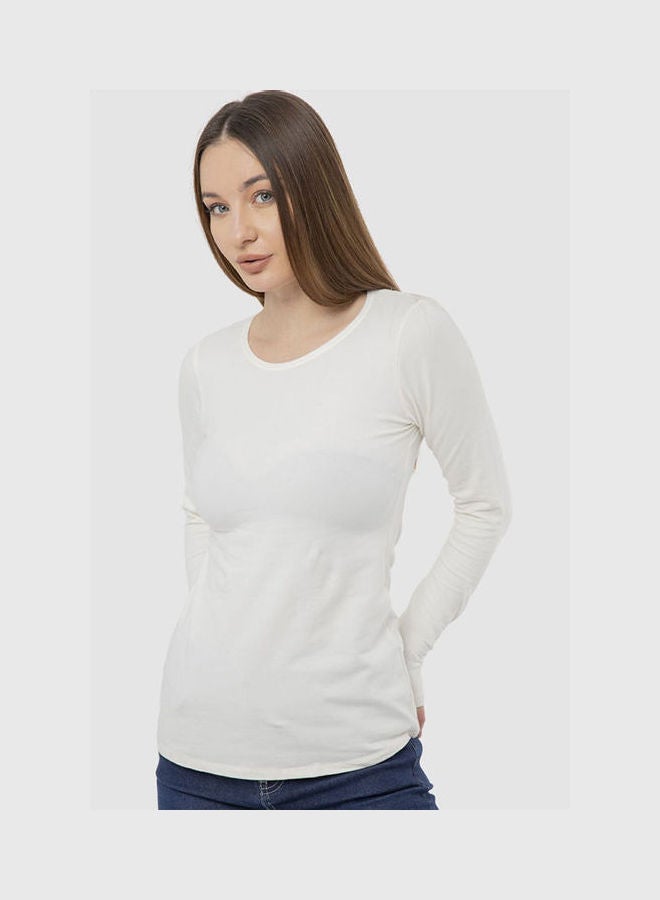 كارينا بلوزة برقبة مستديرة طراز M4547 أوف وايت - Image 2