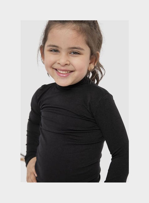 ملابس أساسية كاجوال سادةٌ من المايكروفايبر للبنات . أسود